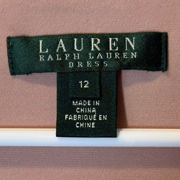 NWT Lauren Ralph Lauren Sleeveless Blush Sheath Knotted Waist Dress Women's 12 - Picture 5 of 11